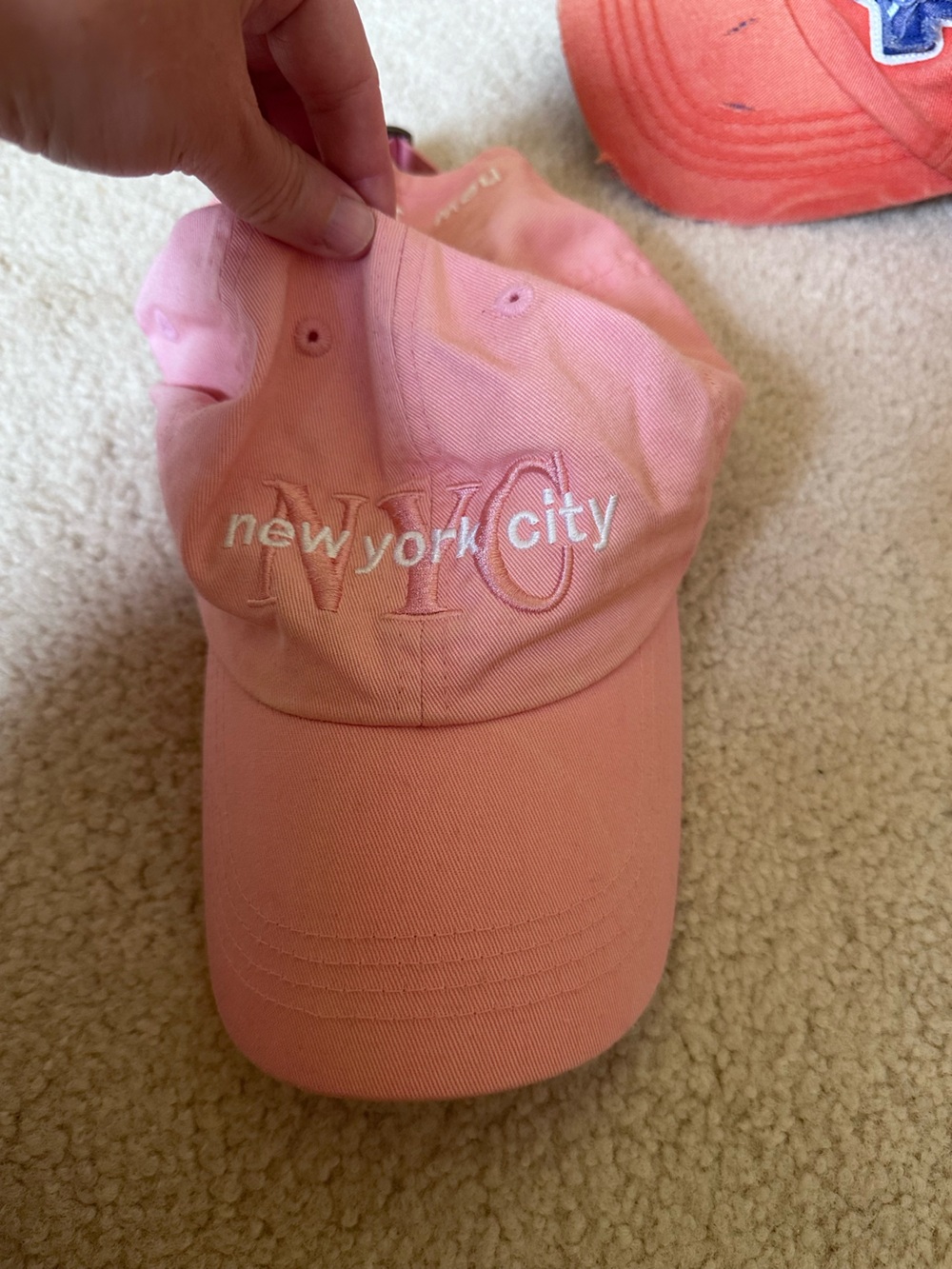 Pink 'New York City' Embroidered Baseball Cap